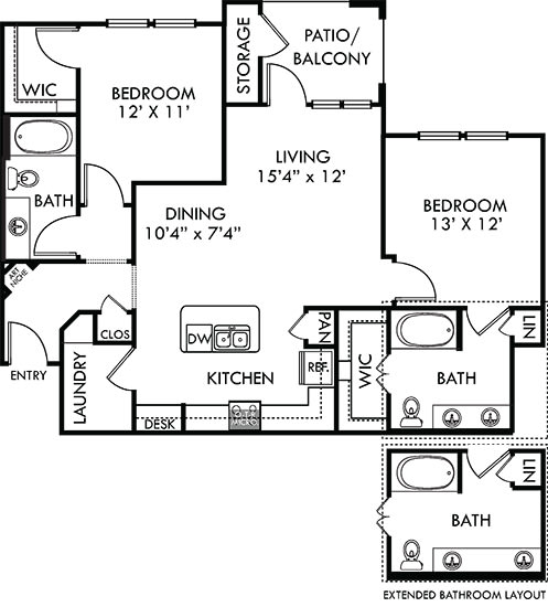 Pecos 2 bedroom apartment. Kitchen with island open to living/dinning rooms. 2 full bathrooms, double vanity in master. Walk-in closets. Patio/balcony. Detached Garage