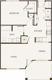  Floor Plan 1-Bed, 1-Bath, Apartment (Market)