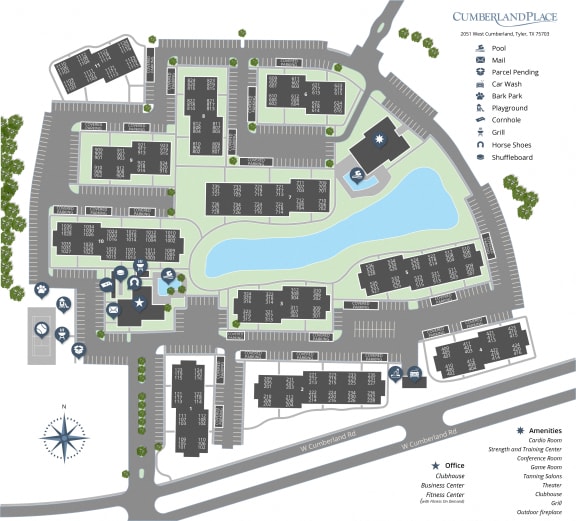 Interactive property map at Cumberland Place Apartment Homes, Tyler, TX 75703