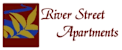 A logo for River Street Apartments featuring a stylized tree.