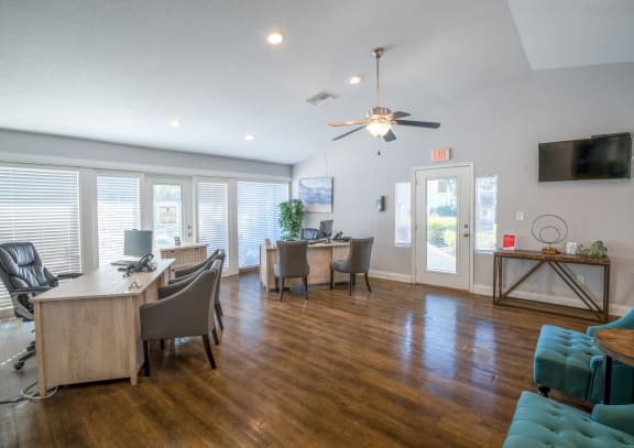 Modern clubhouse interior at Belara Lakes Apartments in Tampa
