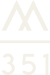 A beige triangle with a circle in the middle and the numbers 351 below it.