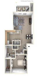 1 Bed 1 Bath Traditional One Bedroom Floor Plan at Black Sand Apartment Homes, Lincoln, Nebraska