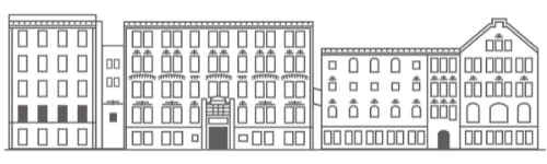 silhouettes of the facade of a city building
