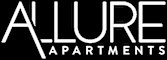 A black and white logo for Allure Apartments.
