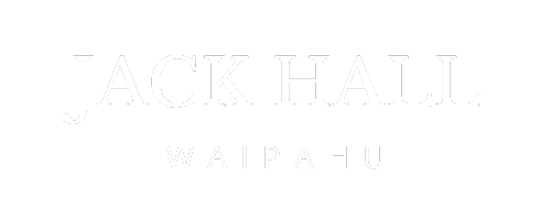 a white logo on a black background