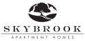 A logo for Skybrook Apartment Homes featuring a tree in a circle.