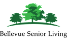 a logo for amble senior living with trees on a hill