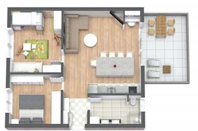  Floor Plan 2 bed bath