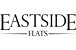 A black and white image of a logo that reads "Eastside Flats".