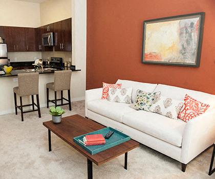 Living Room With Kitchen at Link Apartments® Manchester, Virginia, 23224