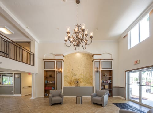 Leasing Lobby at Riverview House Senior Apartments in Lake Worth FL