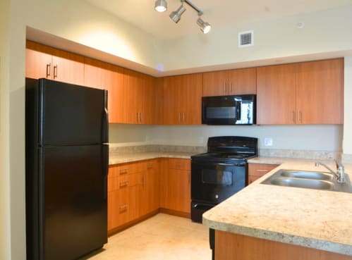 Kitchen at West Brickell View Senior Apartments in Miami, FL