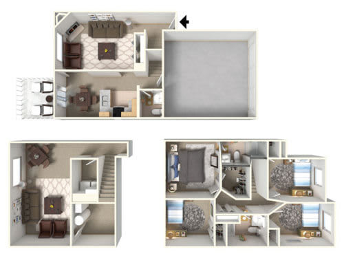 4 bedroom townhome floor plan