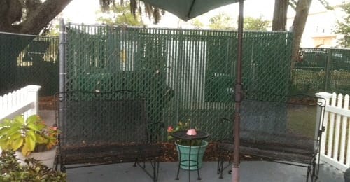 outside courtyard for sitting at Casa Santa Marta II Senior Apartments in Sarasota, FL