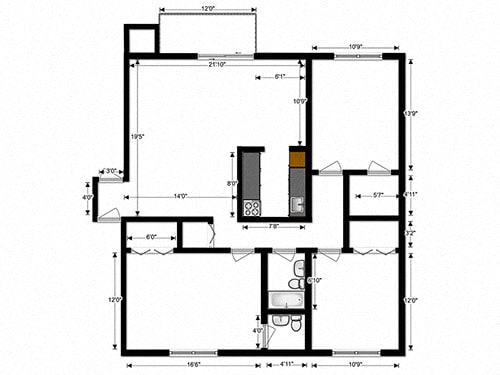 Floor Plan  Crane Village Apartments Three Bedroom Floor Plan