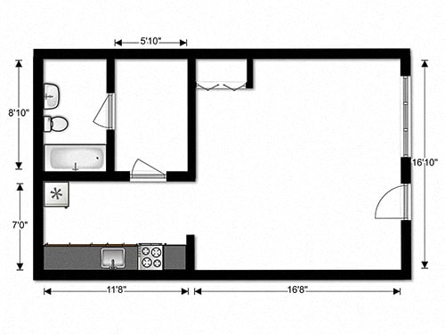 Floor Plan  Crane Village Apartments Efficiency Floor Plan