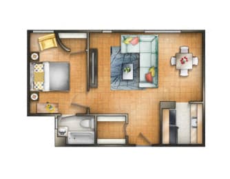 One BR 15 Floor plan at The Chesapeake, DC, 20008