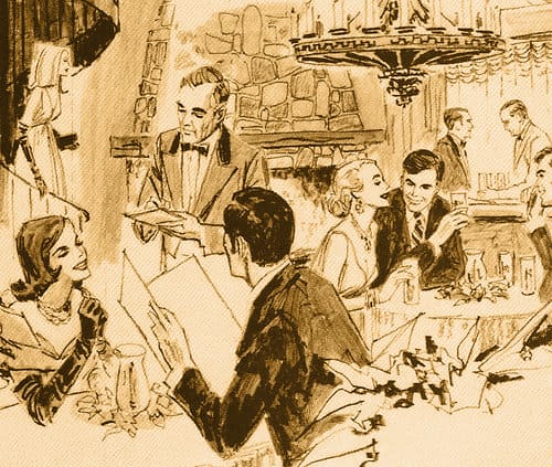illustration of people eating in a restaurant