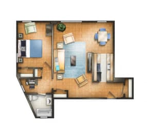 One BR 17 Floor plan at The Chesapeake, Washington, 20008