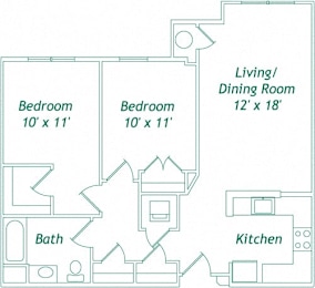  Floor Plan 2 Bedroom