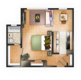 Studio 06 Floor plan at The Chesapeake, Washington