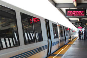 A train at the San Francisco Daly City station.