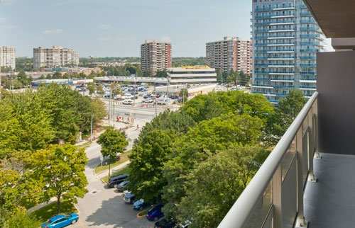 Beautiful city view from a suite balcony