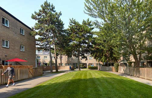 Lush green, landscaped grounds