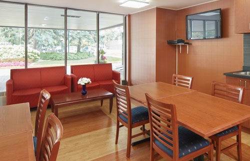 Social room with comfortable lounge and study areas