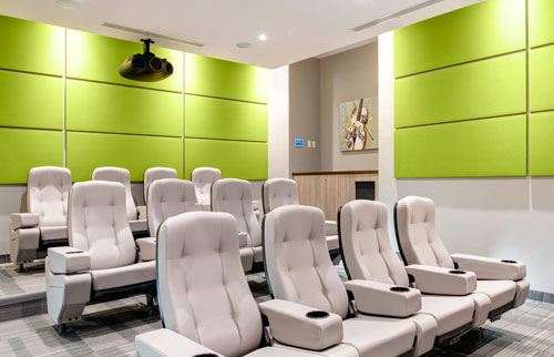 On-site screening room with ample theatre style seating