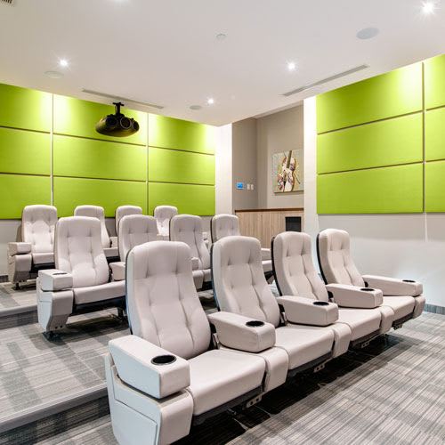 On-site screening room with ample theatre style seating
