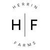 a logo for herrin farms on a black background
