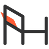 Two orange triangles on a black background.
