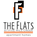 The logo for The Flats at Five Mile Creek apartment homes.