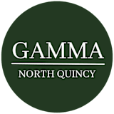 A logo with the word GAMMA in large white letters and the words NORTH QUINCY below it.