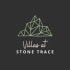 a logo with a mountain in the background