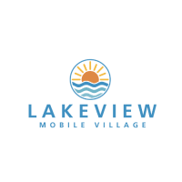 a logo for lakeview mobile village on a black background
