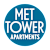 A black and white logo for Met Tower Apartments.