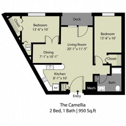  Floor Plan The Camellia - 2 Bed/1 Bath