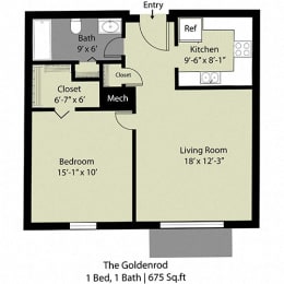  Floor Plan The Golden Rod - 1 Bed/1Bath
