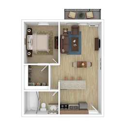  Floor Plan 1 BR, 1 BA - Junior - 50%