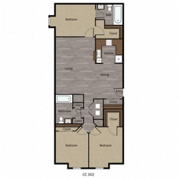  Floor Plan 3 Bed, 2 Bath - 1272 S