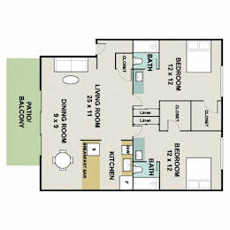 Floor Plan Two Bedrooms