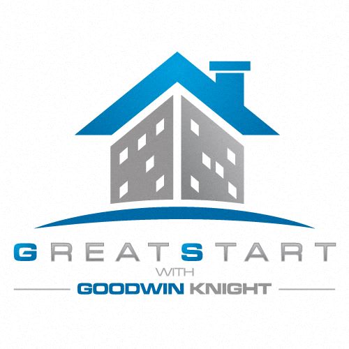 a logo for a real estate company with a building