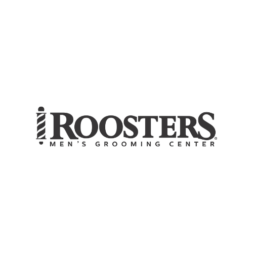 A black and white logo for a men's grooming center.