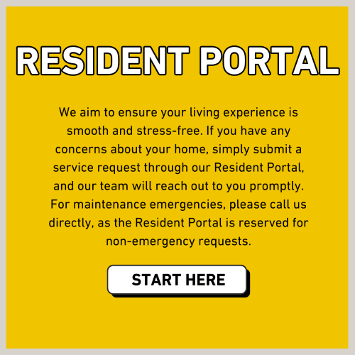 A yellow sign with a black border that says "SERVICE REQUEST" in large black letters.