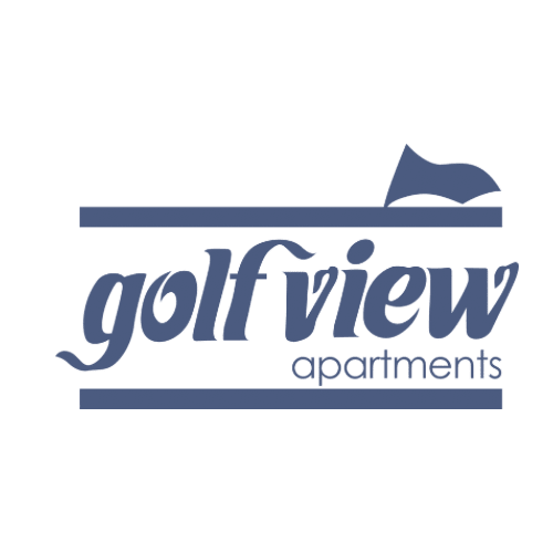 A logo for a golf view apartments.
