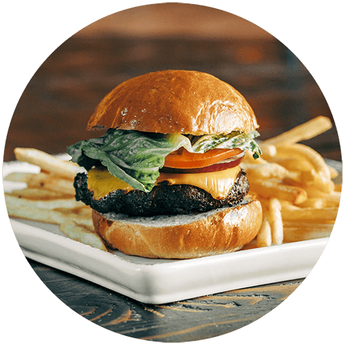 a hamburger on a plate fries