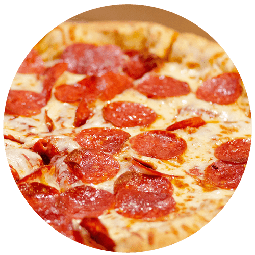 a pepperoni pizza sitting on top of a table